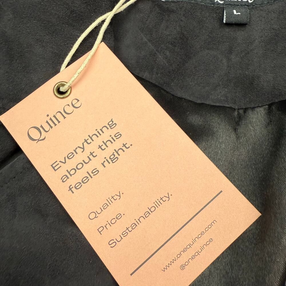 Quince 100% Suede Biker Jacket Charcoal Black Size L Goat Leather Classic NWT - Picture 14 of 16